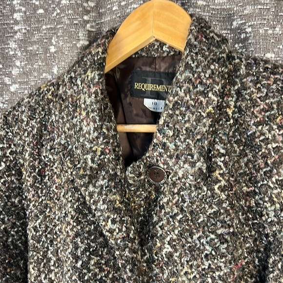 Requirements Tween Jacket Blazer Shirt Top Blouse Button Up Brown Collared - Picture 8 of 9